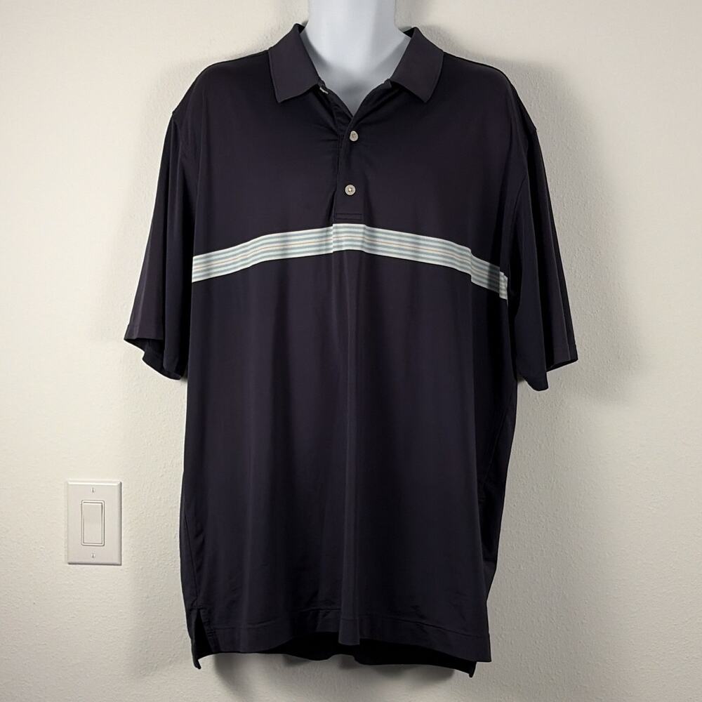 FootJoy xxl regular Fit Striped Golf Polo Shirt Navy Blue White Polyester